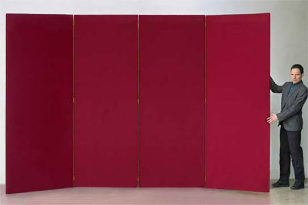 FOUR PANEL BURLAP-VELCRO®FABRIC FOLDING SCREEN DIVIDER