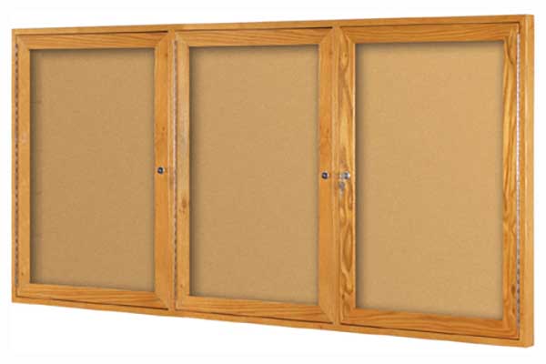 OAK BULLETIN BOARD CABINET - ANY NUMBER OF DOORS